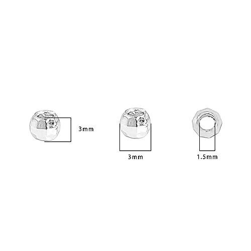 BEADIA Silver Plated Laser Round Spacer Beads 3x3mm 50pcs for Jewelry Making Findings Non Tarnish - color: Silver, size: 3mm Laser