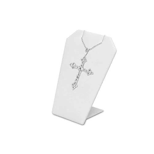 MOOCA 6 Pcs Set Mini White Faux Leather Earring Stand Necklace Chain and Pendant Display Stand, Mini Jewelry Display Holder Stand, Jewelry Showcase, 3 1/4 in Height - color: 2) White Faux Leather
