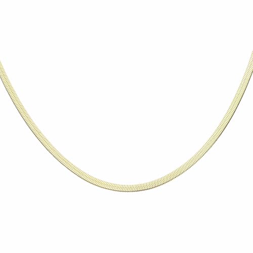 HARFINGTON Herringbone Necklaces Stainless Steel Snake Chain Necklace Adjustable Flat Chain for Women Jewelry Gift - color: Gold, size: 20" x 0.16"
