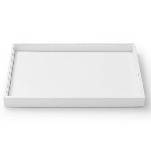 Oirlv Premium White Leather Stackable Jewelry Tray Flat Jewelry Organizer Tray for Jewelry Accessory Trade showcase - color: White, size: Flat Tray
