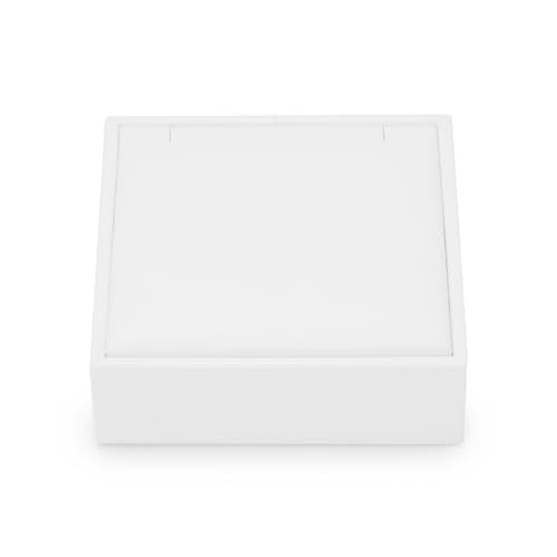 PU Leather Necklace Stand Display Holder Organizer Jewelry Showcase (White) - size: 3.15" x 3.15" x 0.97"