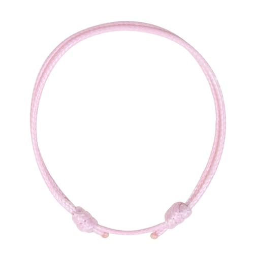 Luck Strings Adjustable Wax Nylon Cord Bracelet for Men Women Adult - Vegan Leather String | Unisex Waterproof Nautical & Surfer Style Friendship Gift, Minimalist - color: Pink