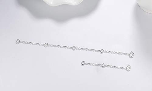Dorella Sterling Silver Necklace Extenders Chain Set of 2 Pcs Pack 2" and 5" or 3" and 4" - Solid 925 Sterling Silver Fine Chain Dainty Durable Adjustable - color: A Sterling Silver 5" + 2" Rolo Chain Necklace Extender