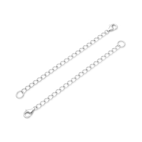 1pc Adabele 925 Sterling Silver 2 inch Cable Chain Extender Removable Adjustable Extension Tarnish Resistant White Gold for Necklace Anklet Bracelet Jewelry Making SS311-2 - color: White gold/Rhodium plated silver, size: 2 inch - 1pc