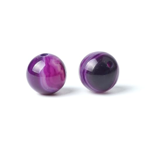 100Pcs Natural Stone 6mm Purple Striped Agate Round Loose Gemstone Energy Healing Beads Hole Size 1mm DIY Smooth Beads for Bracelet Necklace Earrings Jewelry Making - color: Purple Striped Agate, size: 6mm