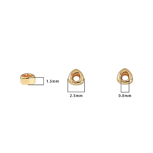 BEADIA 14K Gold Plated Triangle Spacer Beads 2.5x1.5mm 50pcs for Jewelry Making Findings Non Tarnish - color: 14K Gold, size: 2.5x1.5mm Triangle