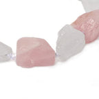 Natural Rose Quartz Clear Quartz Crystal Nugget Raw Graduated Beads Strand 2mm Hole Drilled - color: Rose Quartz & Clear Quartz