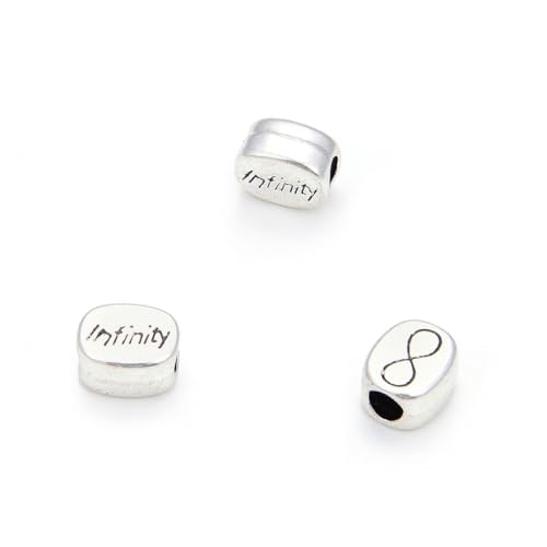 20pcs Infinity Eternity Sign Large Hole Loose Beads (4.5mm Hole) Antique Silver Metal Spacer for DIY Craft Jewelry Making MEC-C1 - size: Infinity Bead
