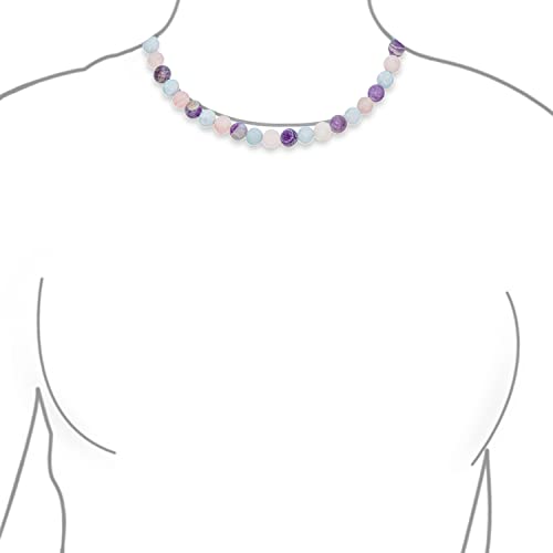 Simple Classic Hand Knotted Created Semi Precious Gemstone Round Ball 10MM Bead Strand Choker Collarbone Necklace Western Jewelry For Women Toggle Clasp 15 17 19 Inch - color: Multi Gemstones