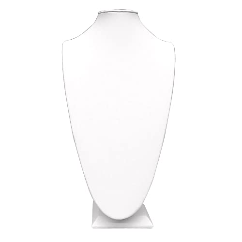 Gems on Display: Extra Tall Necklace Display White Measures 9 1/2" x 6 3/8" x 18" tall.