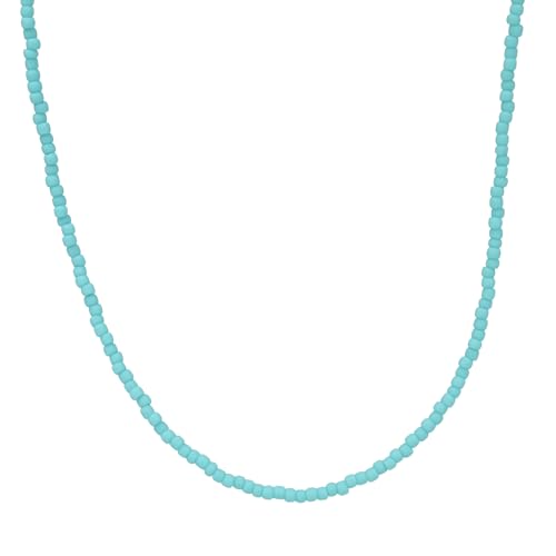 Handmade Matte Turquoise Seed Bead Necklace, Thin 1.5mm Single Strand