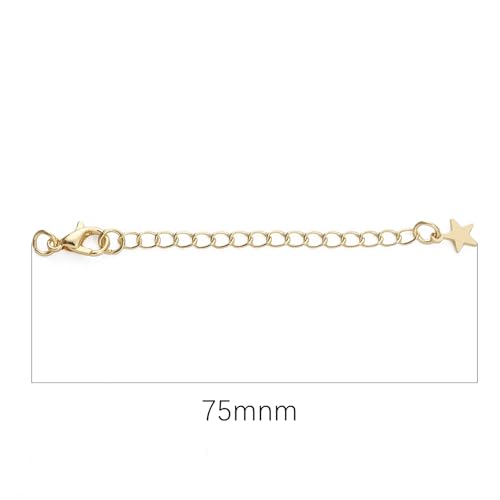 BEADIA 14K Gold Plated Extender Chains 75mm 20pcs Star Extension Tail Chains for Jewelry Making Findings - color: Star