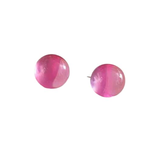 20mm Colorful Round Bead Stud Earrings Resin Transparent Bright Limpid Chuncy Bead Earrings for Women - color: Pink