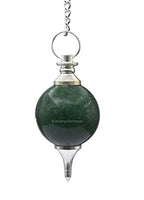Amazing Gemstone Green Aventurine Crystal Ball Pendulum for Divination - Dowsing Pendulum Necklace with Chain and Quartz Bead for Reiki Healing and Crystal Grid Meditation - color: Green Aventurine