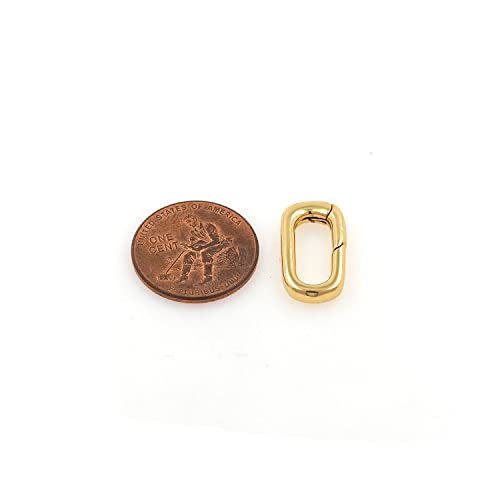 18K Gold Filled Oval Clasp Spring Claps Connector Carabiner Keychain for DIY Jewelry Finding Necklace Bracelet (Gold(9.5x19x3mm)) - color: Gold(9.5x19x3mm)
