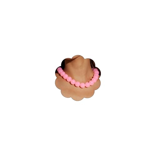 Chunky Acrylic Resin Beaded Necklace for Women Colorful Large Round Choker Adjustable Stack Acrylic Beads Necklace Resin Summer Party Jewelry - style: Pink