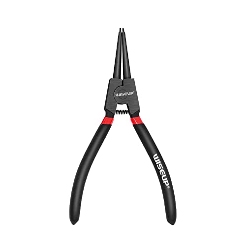 WISEUP Circlip Pliers 7 inch, Straight External Tips (Tip Diameter 1/20") Snap Ring Pliers Heavy Duty for C Clip Remover Retaining - color: Straight External Pliers, size: 7 inch