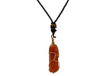Amazing Gemstone Crystals and Healing Stones Carnelian Necklace - Gold Chain Necklace Pendant - Real Crystal Necklace - color: Double Point (Gold Wire), size: 1 PIECE