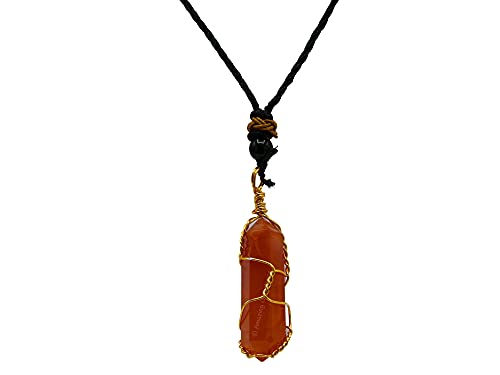 Amazing Gemstone Crystals and Healing Stones Carnelian Necklace - Gold Chain Necklace Pendant - Real Crystal Necklace - color: Double Point (Gold Wire), size: 1 PIECE