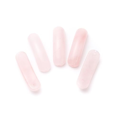 5PCS Natural Rose Quartz Stone Rectangle Curved Beads Gemstone Pendants Connectors for DIY Bracelet Neclace Jewelry Making - color: Rose Quartz