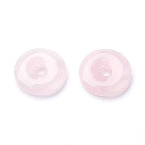 FASHEWELRY 5Pcs Natural Rose Quartz Donut Disc Pendants 28-30mm Large Hole Crystal Healing Chakra Circle Coin Gemstone Bead Charms for Jewelry Craft Making - color: Rose Quartz, 28-30mm