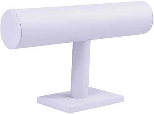 ChezMax Necklace Jewelry Display Jewelry Stand Hovering T-Bar Bracelet Holder for Home Organization - color: A-White Leatherette