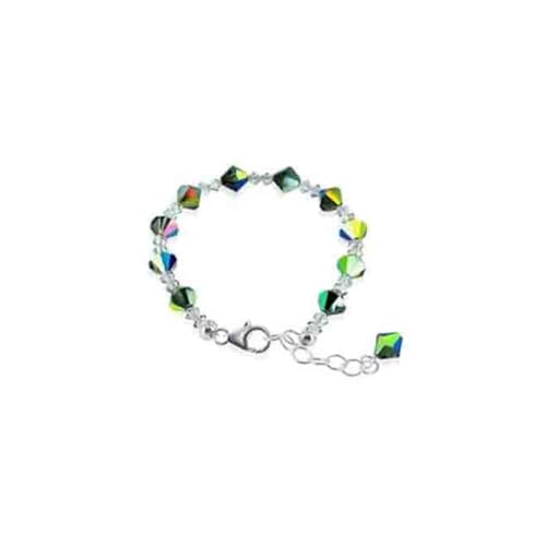 Gem Avenue Adjustable 7 to 8 inch Bracelet with .925 Silver and Austrian Crystals - color: Vitrail Medium