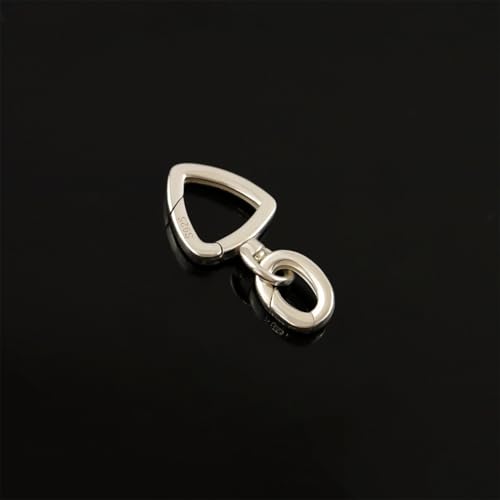 1Pc 925 Sterling Silver Triangle Lobster Clasp with Oval Spring Gate Connector Extenders for Necklace Jewelry Making (Silver, M)