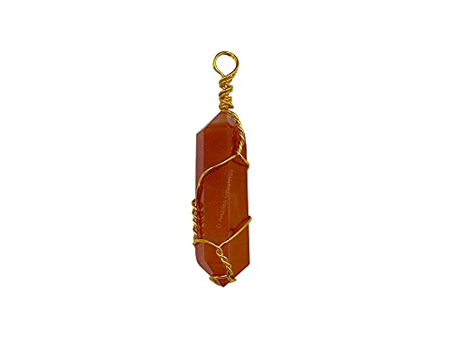 Amazing Gemstone Crystals and Healing Stones Carnelian Necklace - Gold Chain Necklace Pendant - Real Crystal Necklace - color: Double Point (Gold Wire), size: 1 PIECE