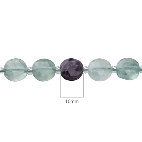 BEADIA Natural Faceted Fluorite Rondelle Disk Stone Beads 10x5mm 37cm for DIY Chain Jewelry Making - color: Fluorite