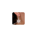 925 Sterling Silver Flower Dangle Earrings for Women, Daisy Flower Dangling Leverback Earrings, Cubic Zirconia Dangly Earring 14k Gold Plated Hypoallergenic CZ Floral Drop Earing for Women Trendy Jewelry Gifts - color: Silver