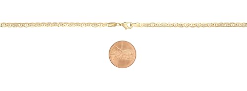 Barzel 18K Gold Plated Mariner Chain Necklace for Women, Flat Marina - Made in Brazil - color: 3.5MM Gold, size: 16 Inches