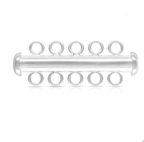 1pc Adabele Authentic 925 Sterling Silver 5 Strands Multi-Strand Slide Lock Tube Clasp Set 30mm Hypoallergenic Nickel Free for DIY Layering Jewelry Making SS189 - color: Sterling Silver, size: 5-Strand Clasp -1pc