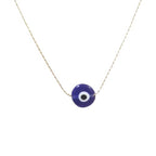 10mm Handmade Lampwork Glass Dark Blue Evil Eye Bead with Real 14kt Gold Filled Fine 0.6mm Chain NECKLACE. Made to your size. - size: 18" 45cm