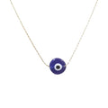10mm Handmade Lampwork Glass Dark Blue Evil Eye Bead with Real 14kt Gold Filled Fine 0.6mm Chain NECKLACE. Made to your size. - size: 30" 76cm