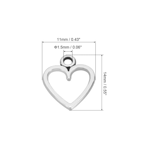 PATIKIL Heart Charm, 100Pcs Mini Heart Circle Pendant Charm Bulk for Jewelry Making Earrings Necklace Wedding Crafts - color: Dark Silver