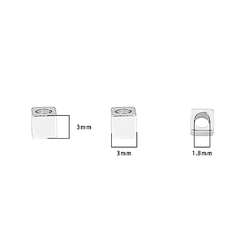 BEADIA Silver Plated Cube Spacer Beads Right Angle 3x3mm 50pcs for Jewelry Making Findings Non Tarnish - color: Silver, size: 3x3mm Right Angle Cube