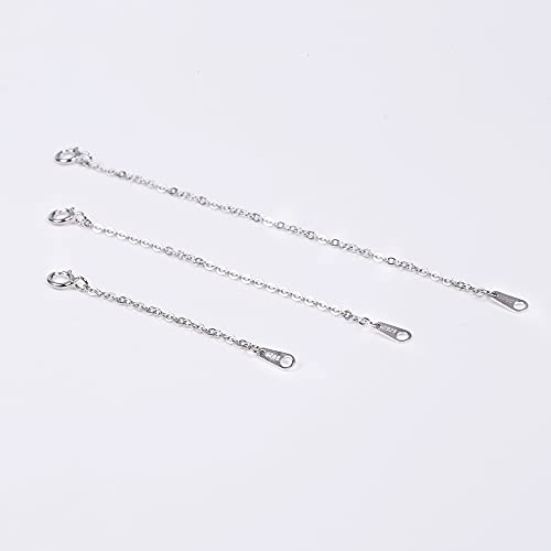 ALEXCRAFT White Gold Necklace Extenders 925 Sterling Silver Necklace Bracelet Ankle Extender Chain Extension for Jewelry Making（2 3 4 inch） - style: White Gold-Rectangle Tag