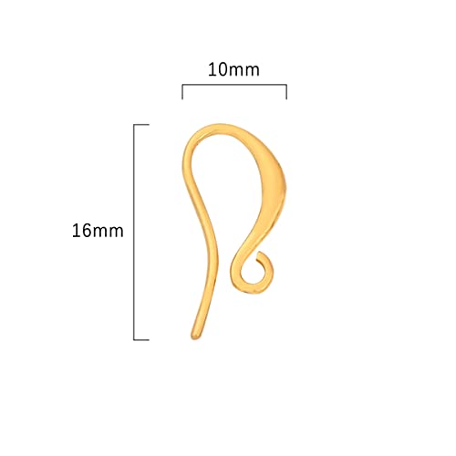 BEADIA 18K Gold Plated Earring Hooks 10x16mm 20pcs for Jewelry Making Findings - size: Hooks 10x16mm