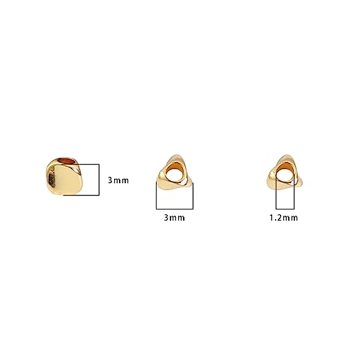 BEADIA 14K Gold Plated Twisted Spacer Beads 3x3mm 50pcs for Jewelry Making Findings Non Tarnish - color: 14K Gold, size: 3x3mm Twisted