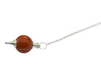 Amazing Gemstone Red Jasper Crystal Ball Pendulum for Divination - Dowsing Pendulum Necklace with Chain and Quartz Bead for Reiki Healing and Crystal Grid Meditation - color: Red Jasper