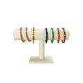 Jewelry Organizer Stand for Women - T-Bar Bracelet, Watch & Hair Tie Storage Display Rack with Travel-Friendly Design(White PU Leather) - color: White PU Leather