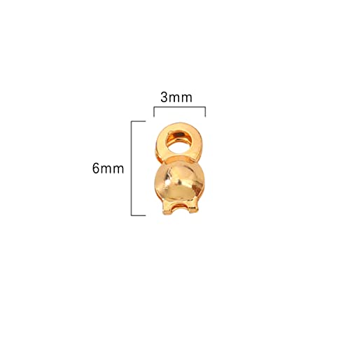 Beadia 18K Gold Plated End Caps Non Tarnish 3x6mm 200pcs for Jewelry Making Findings - color: End Caps Gold, size: 3x6mm