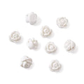 Beadthoven 20pcs Opaque Resin Rose Flower Beads White Floral Flat Base Cabochons Embellishment for DIY Scrapbooking Jewelry Making 9x7mm Hole: 1mm - color: White#9x7mm-20pcs