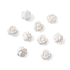 Beadthoven 20pcs Opaque Resin Rose Flower Beads White Floral Flat Base Cabochons Embellishment for DIY Scrapbooking Jewelry Making 9x7mm Hole: 1mm - color: White#9x7mm-20pcs