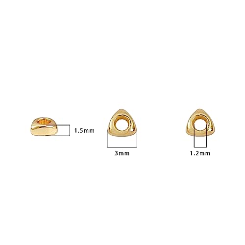 BEADIA 14K Gold Plated Triangle Spacer Beads 3x1.5mm 50pcs for Jewelry Making Findings Non Tarnish - color: 14K Gold, size: 3x1.5mm Triangle