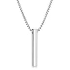 Fiusem Pendant Necklace for Men, Silver Tone/14k Gold Plated/Black Mens Pendant Necklaces with 2.5 mm Box Chain, Stainless Steel Bar Chain, 18-28 Inches - color: silver, size: 18 Inches, style: Pierced Rectangle