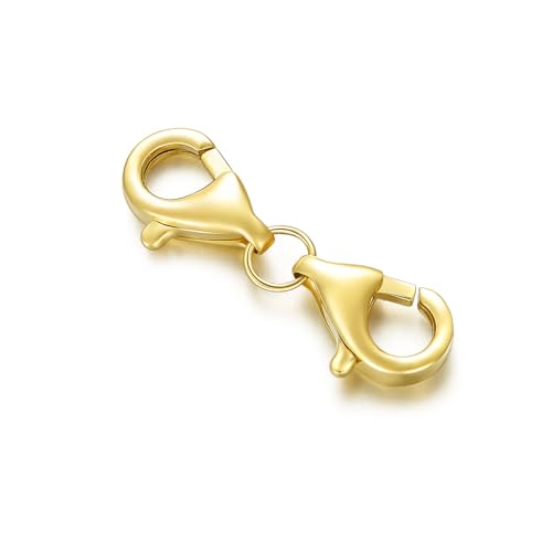 10K Gold Clasp Double Lobster Clasp Necklace Extender Clasp Bracelet Extension Connector for DIY Necklace Bracelet Jewelry Making(Style 5) - size: style 5