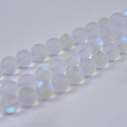 48PCS 8mm Natural Mystic Aura Quartz Gemstone Frosted Matte Titanium Opalite White Rainbow Round Loose Beads 15 inch Full Strand - color: White Mystic Aura, size: 8mm