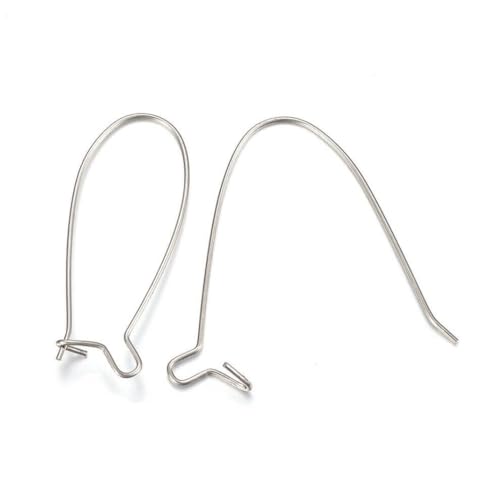 Adabele 50pcs 316 Grade Stainless Steel Hypoallergenic Earring Hooks, 43mm Kidney Ear Wire, 20 Gauge, Stainless Steel Gray, Modern Earring Hook Findings - size: 43mm (1.7 inch) Long